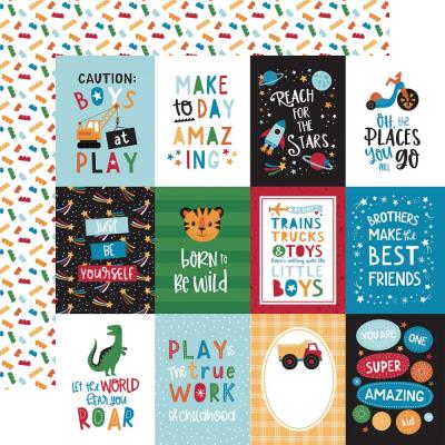 Echo Park Play All Day Boy Designpapier - 3 x 4 Journaling Cards